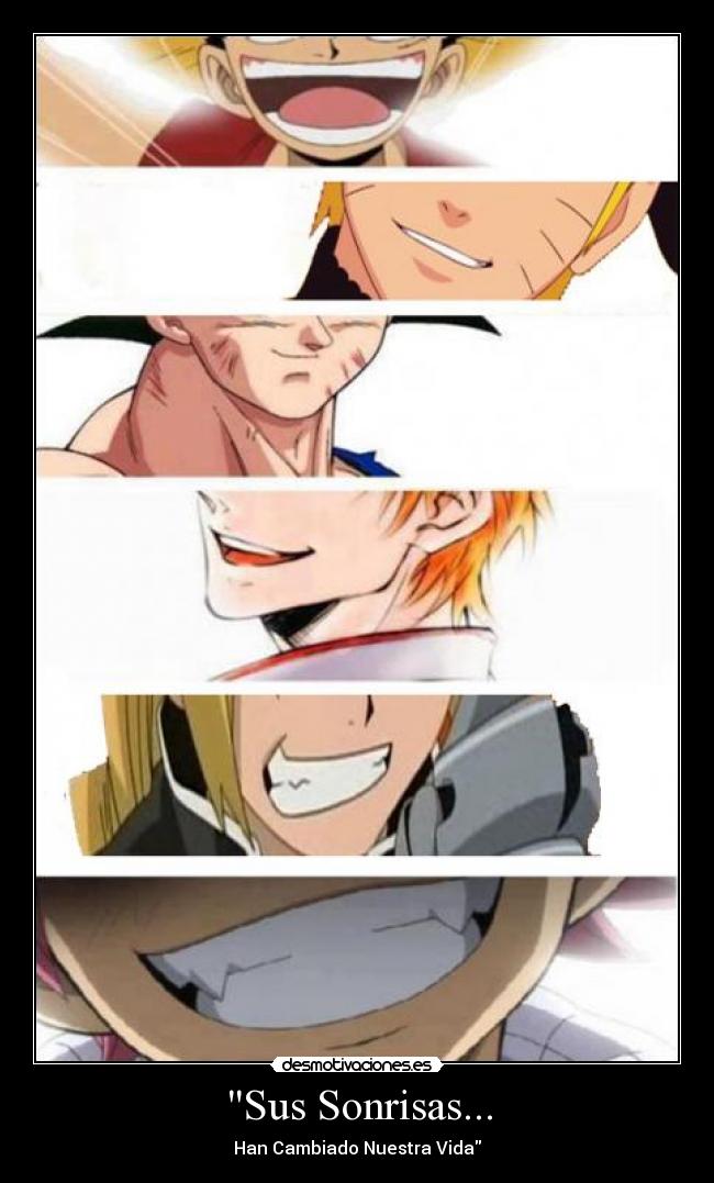 carteles anime naruto ichigo goku natsu edward elric bleach fairy tail luffy one piece amistad amigos desmotivaciones