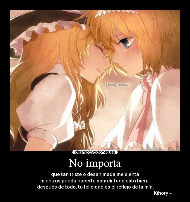 carteles touhou alice margatroid marisa kirisame felicidad sonreir anime desmotivaciones