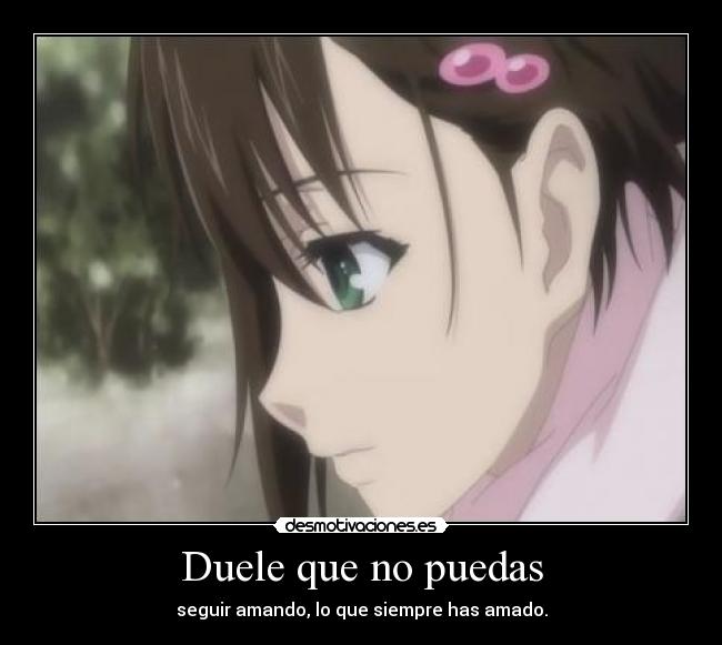 Duele que no puedas - seguir amando, lo que siempre has amado.