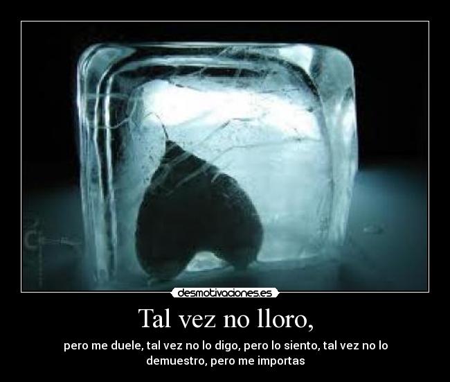 Tal vez no lloro, - pero me duele, tal vez no lo digo, pero lo siento, tal vez no lo
demuestro, pero me importas