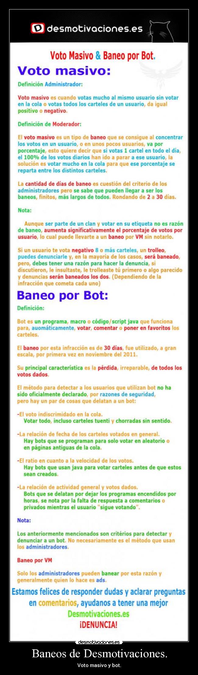 Baneos de Desmotivaciones. - Voto masivo y bot.