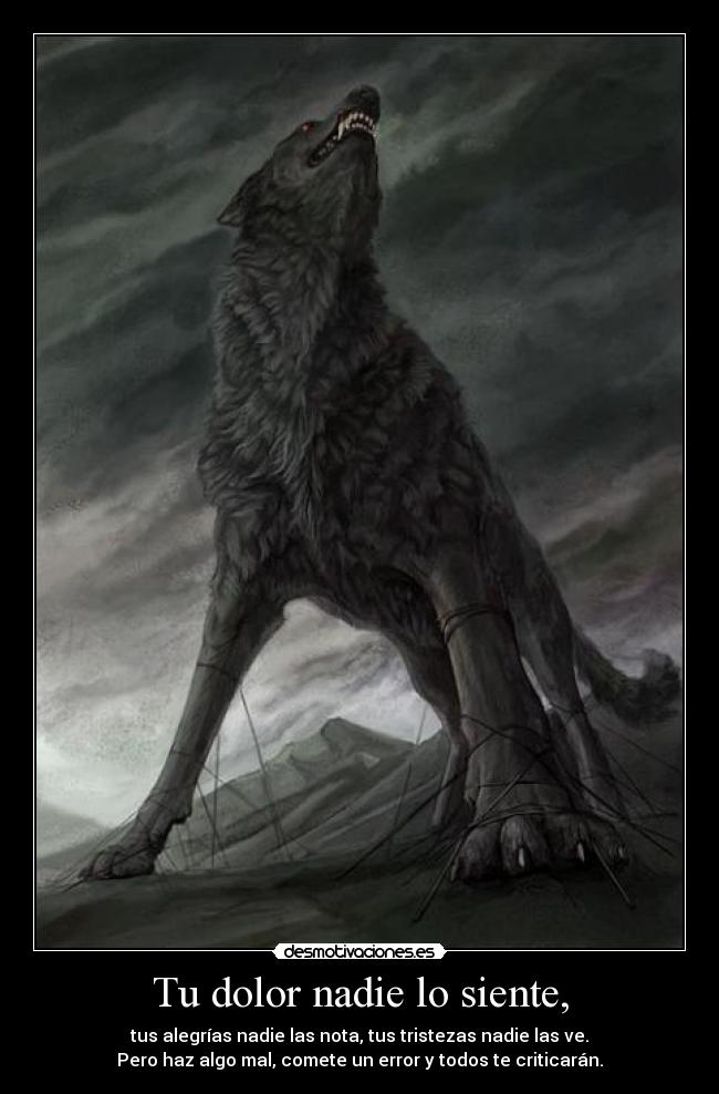 Tu dolor nadie lo siente, - tus alegrías nadie las nota, tus tristezas nadie las ve.
Pero haz algo mal, comete un error y todos te criticarán.