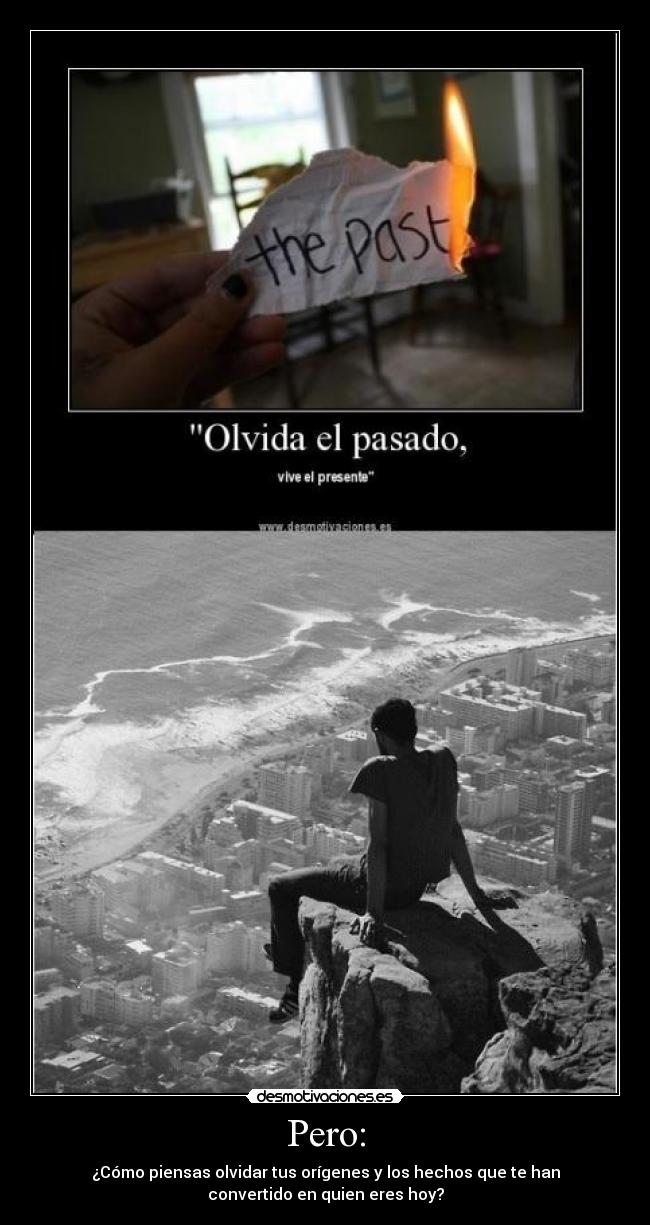 Pero: - ¿Cómo piensas olvidar tus orígenes y los hechos que te han
convertido en quien eres hoy?
