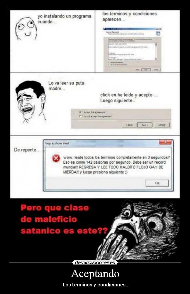 Aceptando - Los terminos y condiciones..