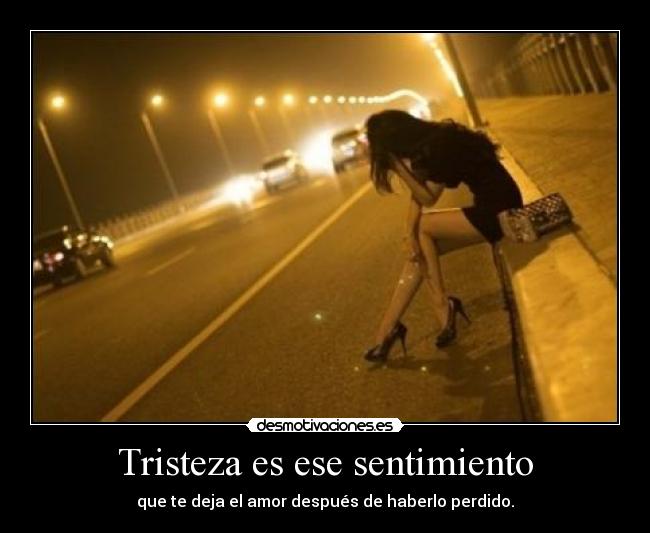 Tristeza es ese sentimiento - que te deja el amor después de haberlo perdido.