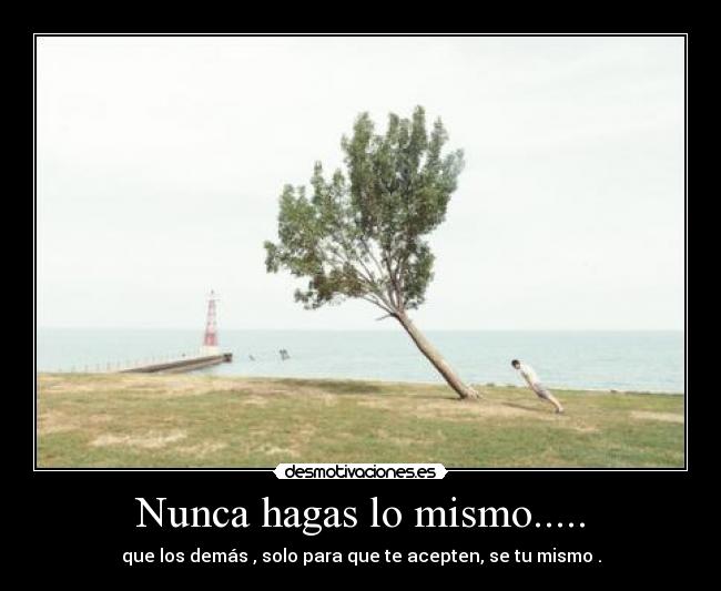 Nunca hagas lo mismo..... - que los demás , solo para que te acepten, se tu mismo .