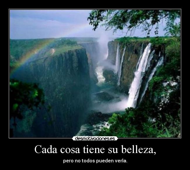 Cada cosa tiene su belleza, -