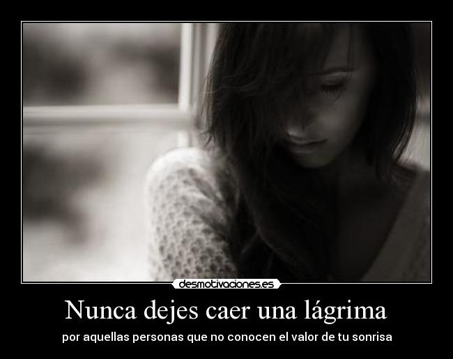 Nunca dejes caer una lágrima - por aquellas personas que no conocen el valor de tu sonrisa
