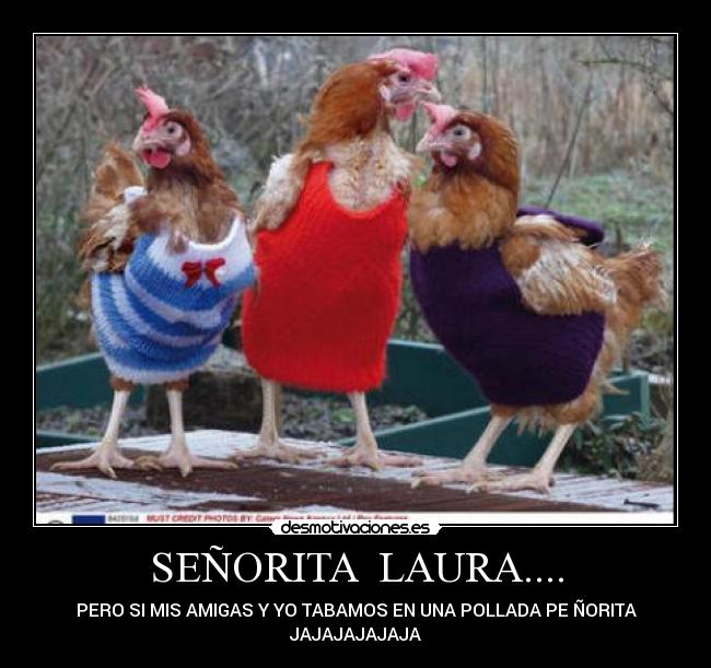 SEÑORITA  LAURA.... - PERO SI MIS AMIGAS Y YO TABAMOS EN UNA POLLADA PE ÑORITA
JAJAJAJAJAJA