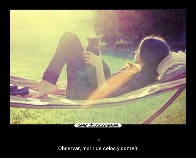 . - Observar, morir de celos y sonreír.