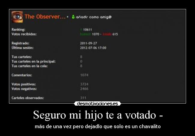 Seguro mi hijo te a votado - -