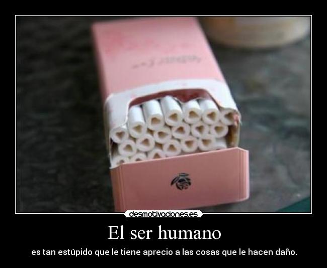 El ser humano - es tan estúpido que le tiene aprecio a las cosas que le hacen daño.
