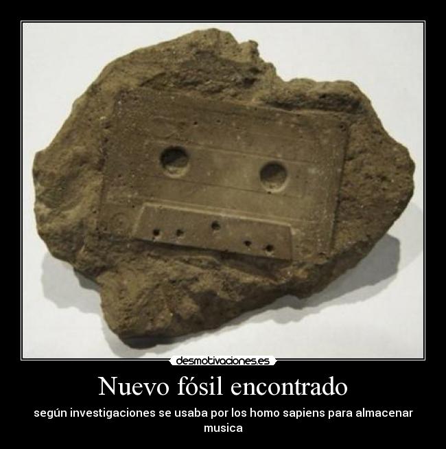 carteles fosil homo sapiens piedra cassette musica fosilizada desmotivaciones