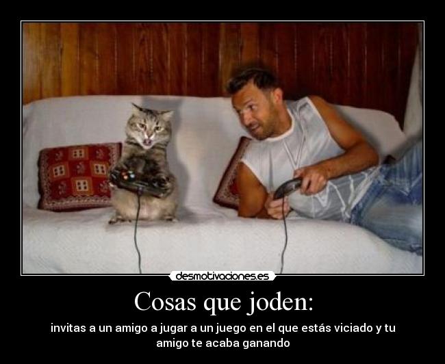 Cosas que joden: - invitas a un amigo a jugar a un juego en el que estás viciado y tu
amigo te acaba ganando