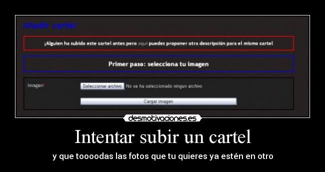 Intentar subir un cartel - 