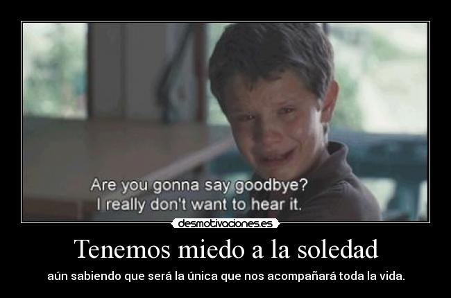 Tenemos miedo a la soledad -