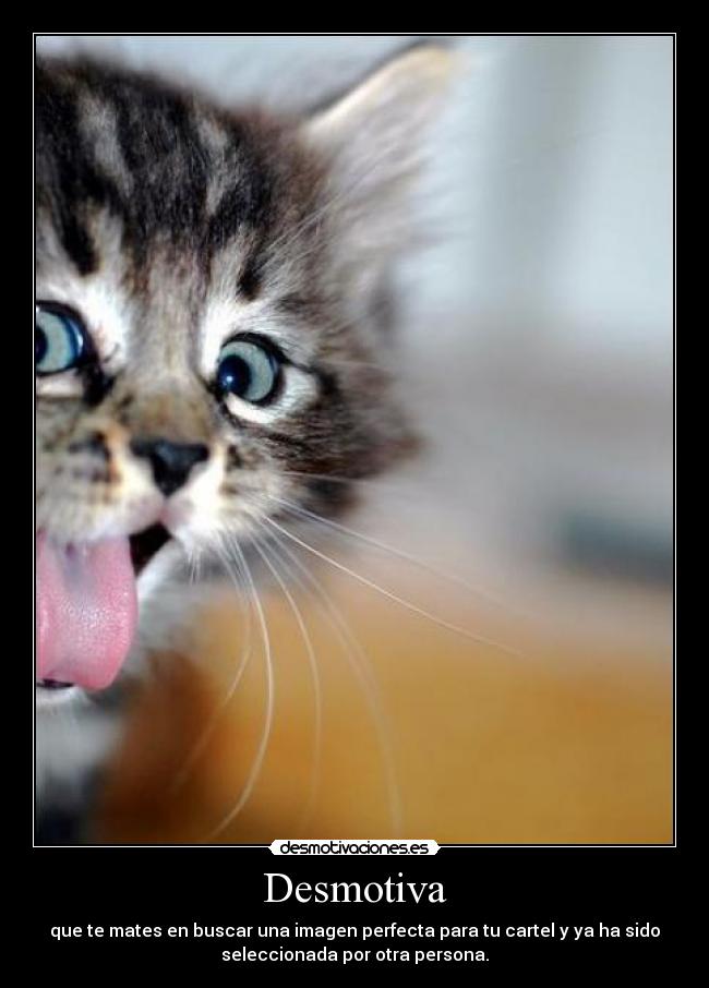 Desmotiva - que te mates en buscar una imagen perfecta para tu cartel y ya ha sido
seleccionada por otra persona.