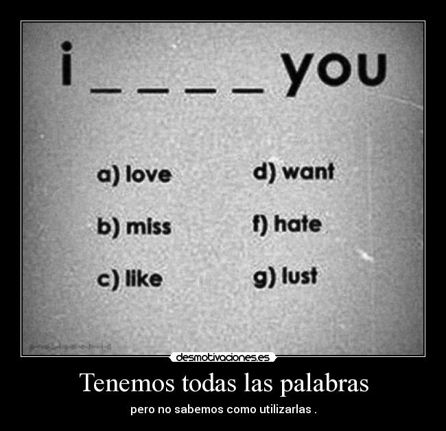 Tenemos todas las palabras - pero no sabemos como utilizarlas .