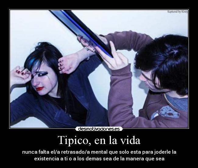 Tipico, en la vida - nunca falta el/a retrasado/a mental que solo esta para joderle la
existencia a ti o a los demas sea de la manera que sea