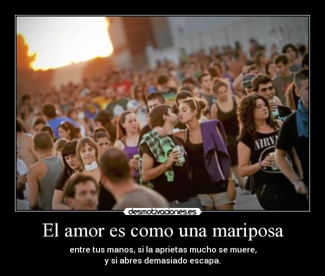 El amor es como una mariposa - entre tus manos, si la aprietas mucho se muere,
y si abres demasiado escapa.