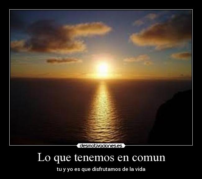 Lo que tenemos en comun - tu y yo es que disfrutamos de la vida