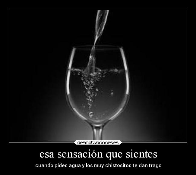 esa sensación que sientes - cuando pides agua y los muy chistositos te dan trago