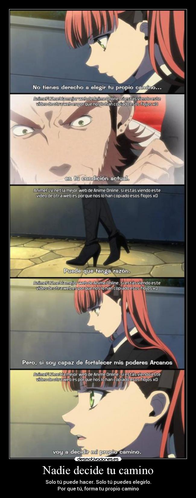carteles nadie excepto elige camino anime pensamiento sola desmotivaciones
