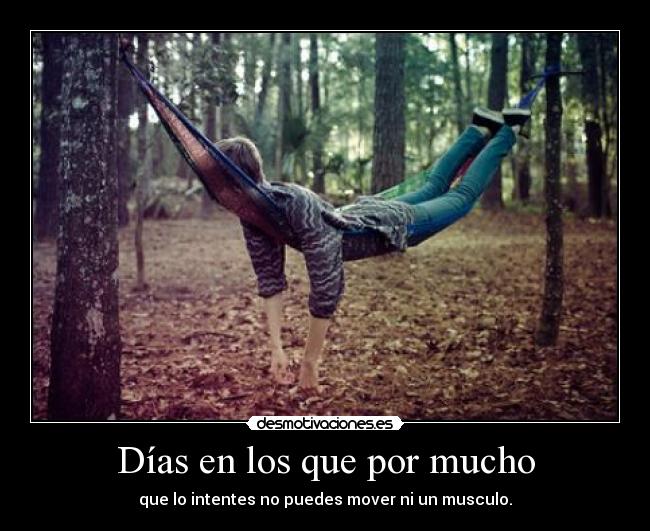 Días en los que por mucho - que lo intentes no puedes mover ni un musculo.