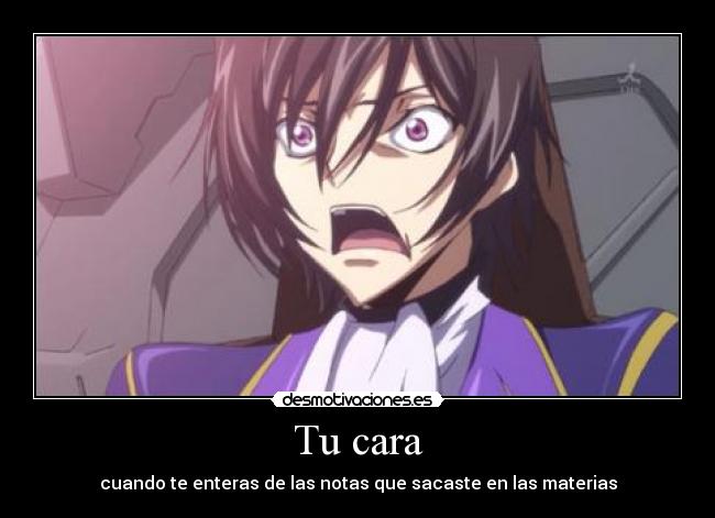 carteles code geass lelouch britannia echos reales escuela examenes notas sustos desmotivaciones