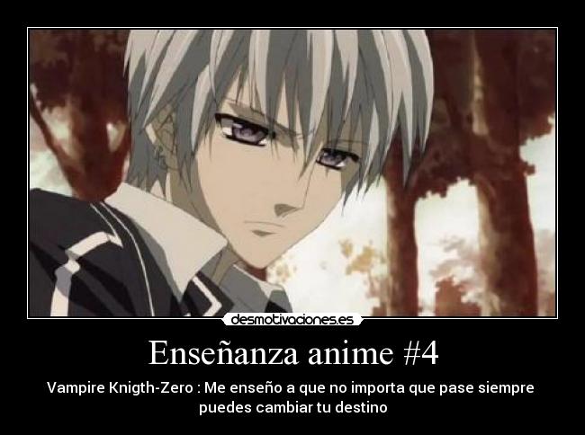 Enseñanza anime #4 - Vampire Knigth-Zero : Me enseño a que no importa que pase siempre 
puedes cambiar tu destino