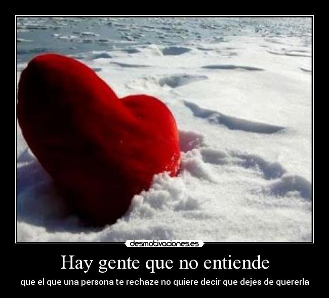 Hay gente que no entiende - que el que una persona te rechaze no quiere decir que dejes de quererla