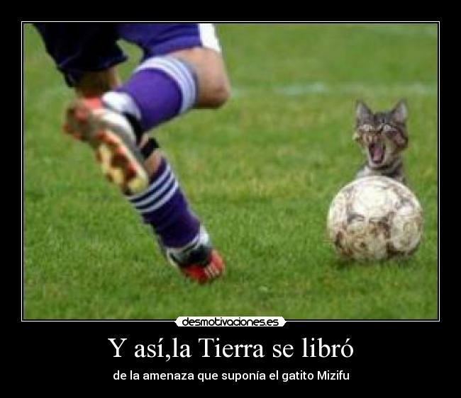 Y así,la Tierra se libró - de la amenaza que suponía el gatito Mizifu