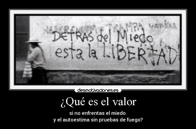 ¿Qué es el valor - si no enfrentas el miedo
y el autoestima sin pruebas de fuego?