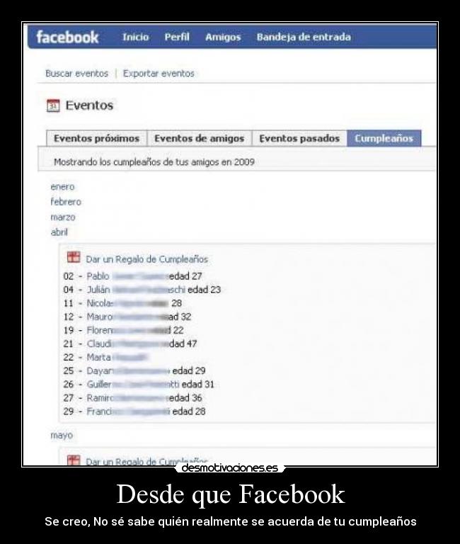 Desde que Facebook -