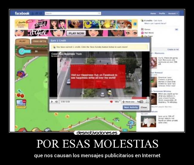 POR ESAS MOLESTIAS - que nos causan los mensajes publicitarios en Internet