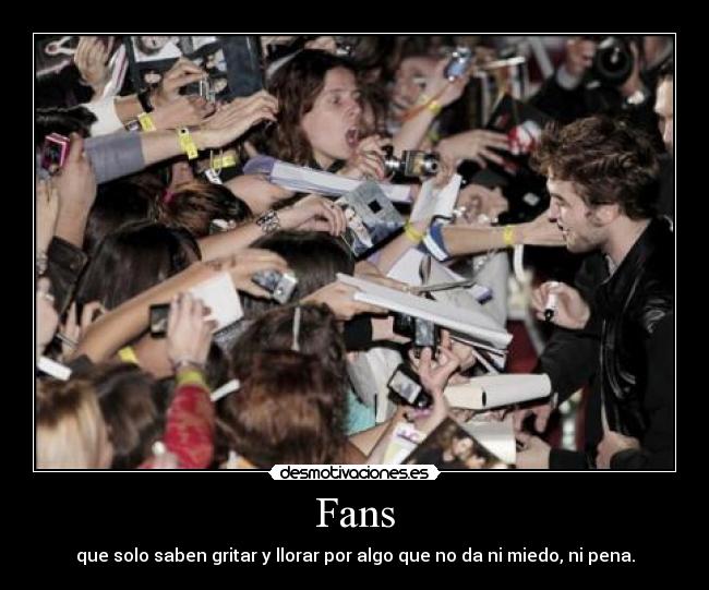 Fans - que solo saben gritar y llorar por algo que no da ni miedo, ni pena.