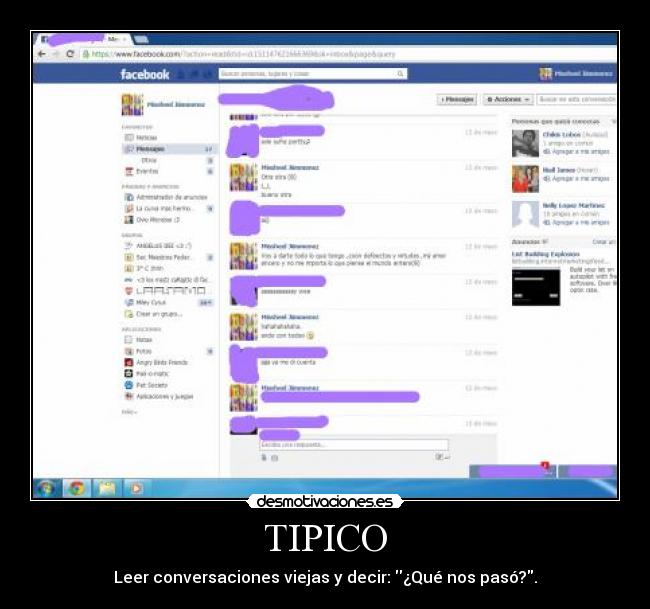 TIPICO - Leer conversaciones viejas y decir: ¿Qué nos pasó?.