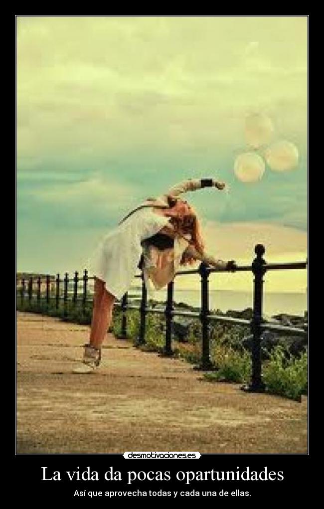 La vida da pocas opartunidades - Así que aprovecha todas y cada una de ellas.