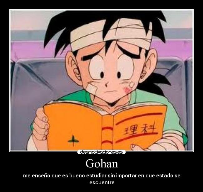 Gohan - me enseño que es bueno estudiar sin importar en que estado se escuentre