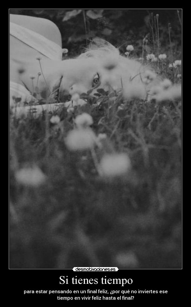 Si tienes tiempo - para estar pensando en un final feliz, ¿por qué no inviertes ese
tiempo en vivir feliz hasta el final?