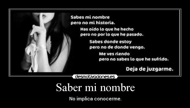 Saber mi nombre - 