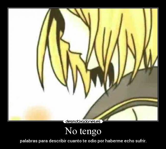 No tengo - palabras para describir cuanto te odio por haberme echo sufrir.