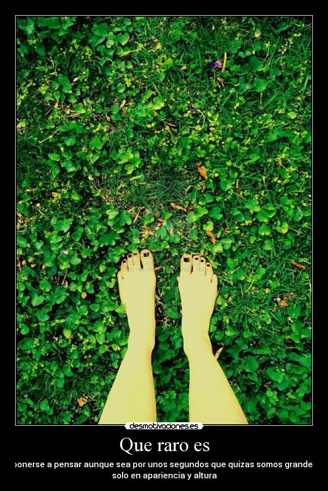 Que raro es - ponerse a pensar aunque sea por unos segundos que quizas somos grandes
solo en apariencia y altura