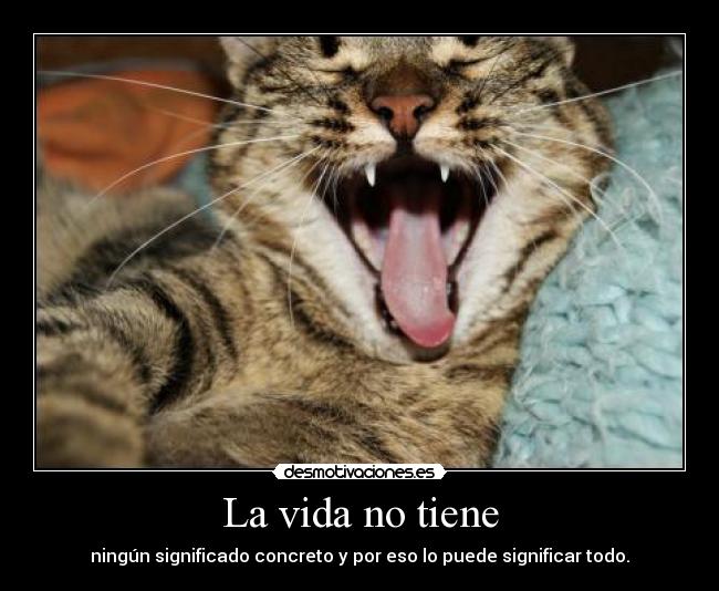 La vida no tiene - ningún significado concreto y por eso lo puede significar todo.