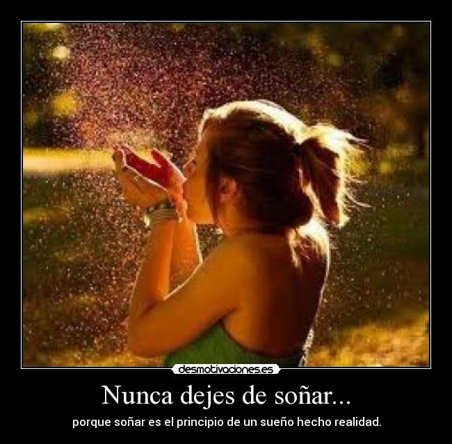 Nunca dejes de soñar... - porque soñar es el principio de un sueño hecho realidad.