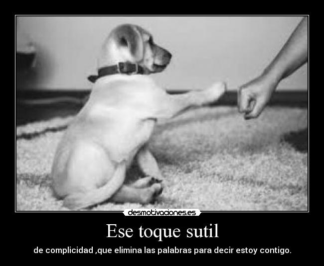 Ese toque sutil - de complicidad ,que elimina las palabras para decir estoy contigo.