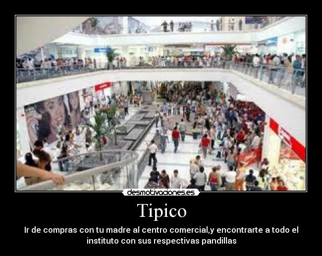 Tipico - Ir de compras con tu madre al centro comercial,y encontrarte a todo el
instituto con sus respectivas pandillas