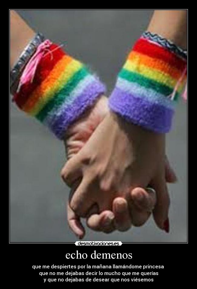 echo demenos - que me despiertes por la mañana llamándome princesa
que no me dejabas decir lo mucho que me querías
y que no dejabas de desear que nos viésemos