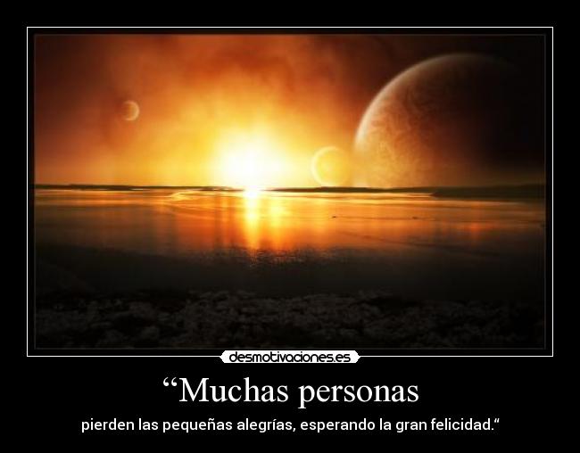 “Muchas personas - pierden las pequeñas alegrías, esperando la gran felicidad.“