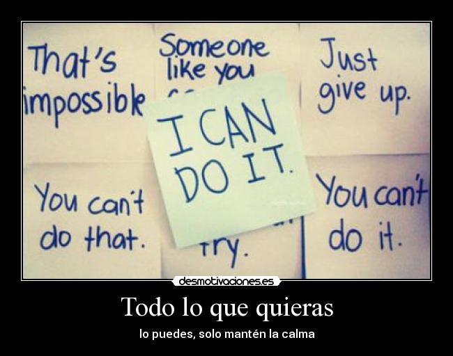 Todo lo que quieras - lo puedes, solo mantén la calma